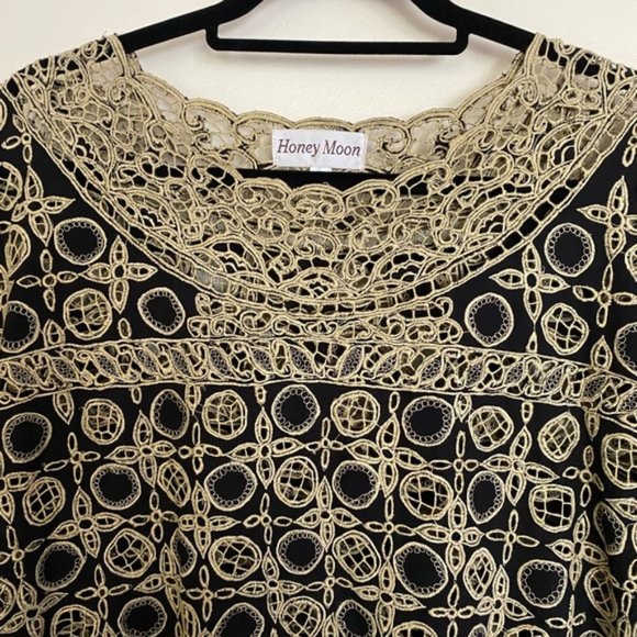 Vintage Honey Moon Short Sleeve Floral Embroidery Pullover Blouse Top Size XL - Picture 4 of 7